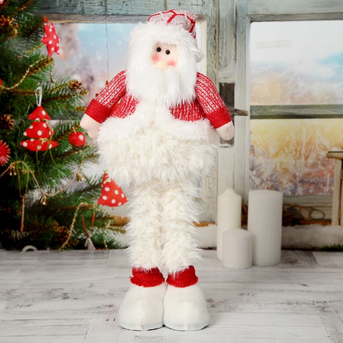 Мягкая игрушка "Дед Мороз в пышной шубе" 19*55 см (в сложенном виде 37 см) 