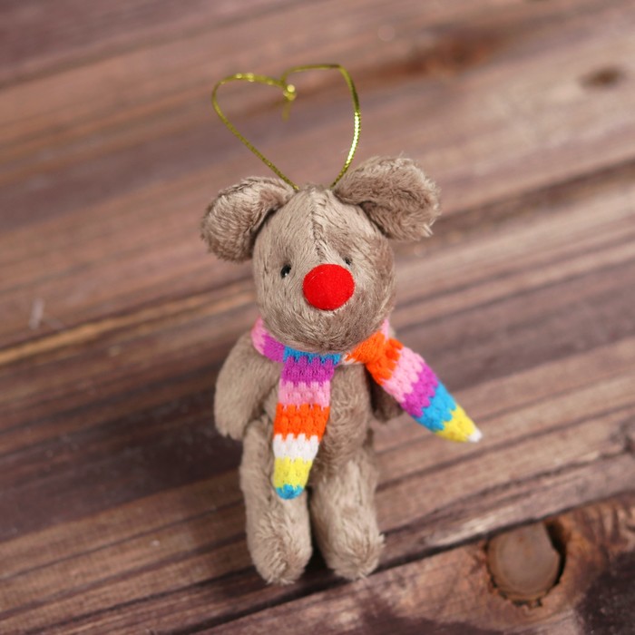 Мягкая игрушка-подвеска "Мышка в полосатом шарфе"   CS-181120ABCD 