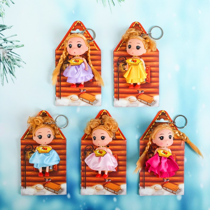 Кукла "Дом Деда Мороза" 9 см, конфетка 