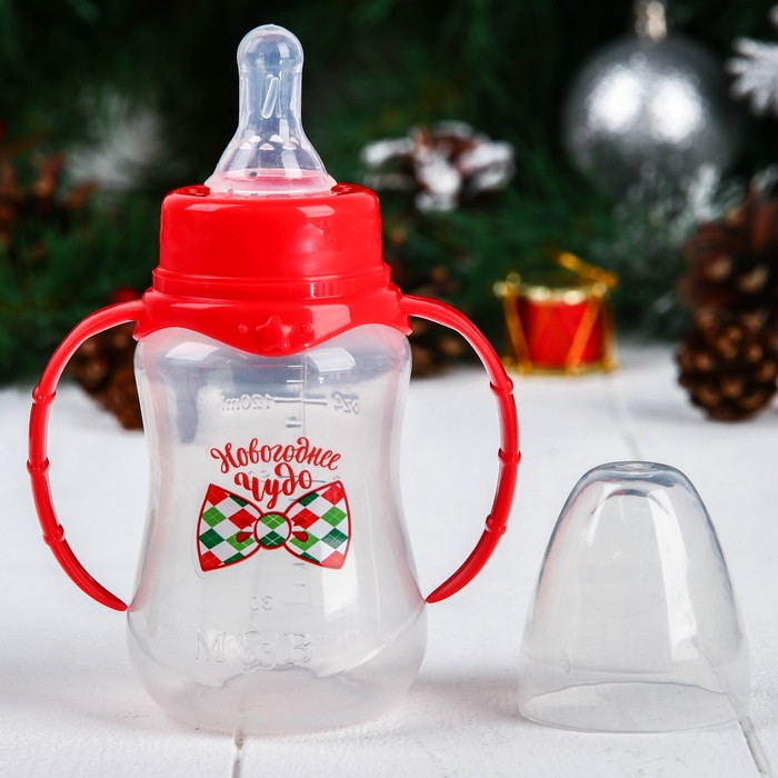 Новый год, подарочный детский набор «Новогоднее чудо», 2 предмета: бутылочка для комрления 150 мл + бабочка на шею 