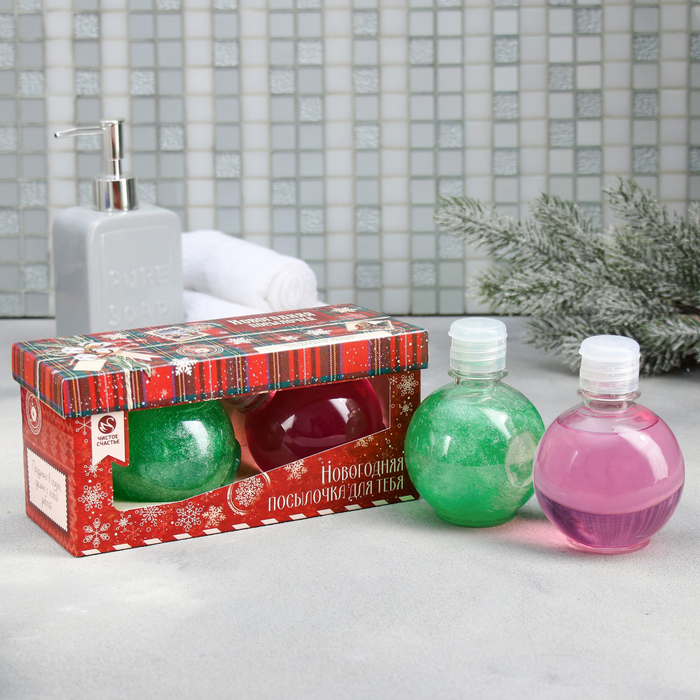 Подарочный набор "Новогодняя посылочка": пена для ванны, гель для душа 