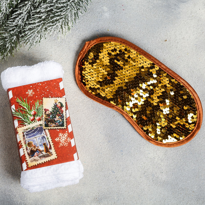 Подарочный набор "Почта Деда Мороза": гель для душа, крем для рук, маска для сна, полотенце 