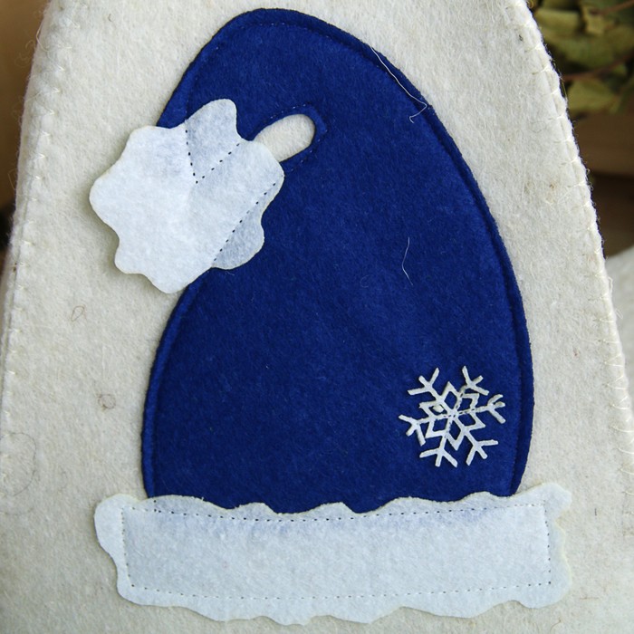 Набор банный подарочный "С Новым годом" (коврик, рукавица, шапка), войлок, синий 