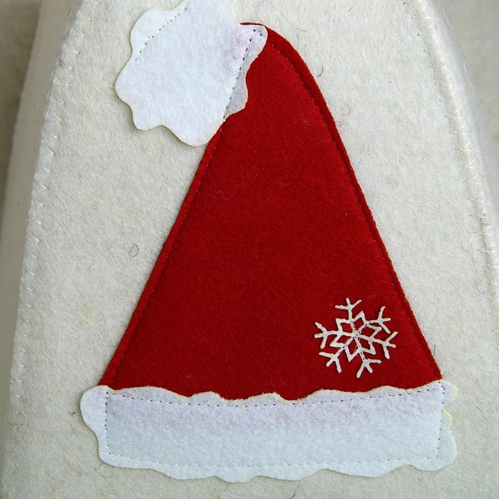 Набор банный подарочный "С Новым годом" (коврик, рукавица, шапка), войлок, красный 
