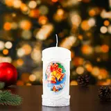 Свеча пенёк "С Новым Годом" колокольчики  - фото 4