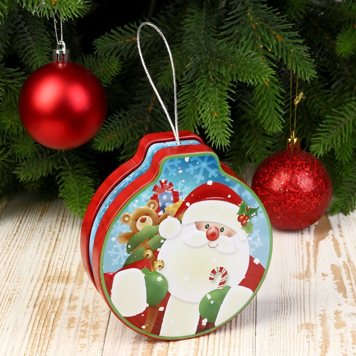 Шкатулка новогодняя шар "Дед Мороз" 