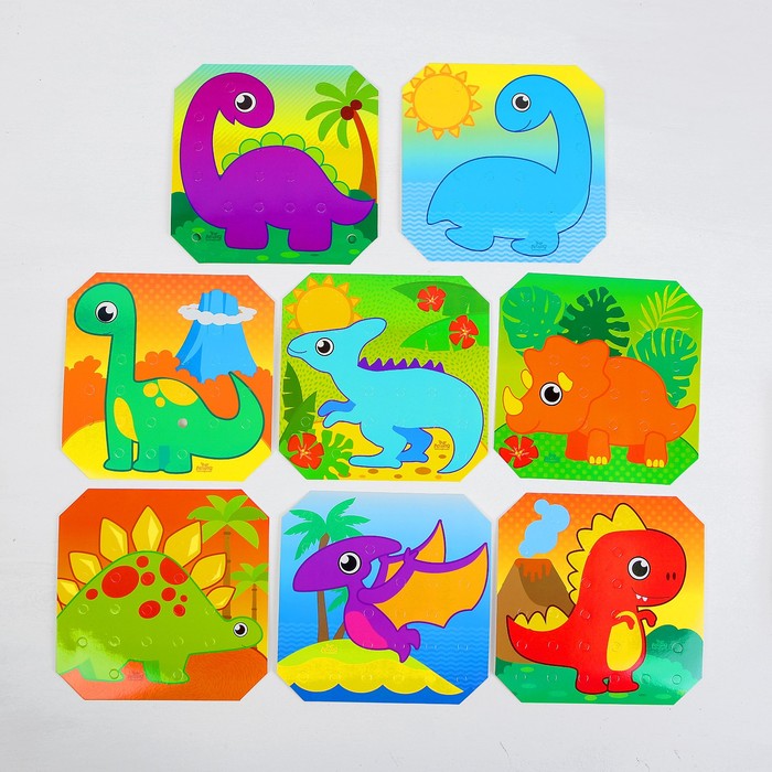 Мозаика с шаблонами "Парк динозавров" (в наборе 8 картинок) 