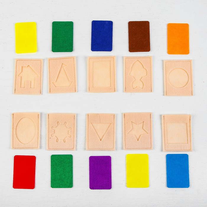 IQ карточки обучающие "Формы и цвета " из фетра, 10 штук 