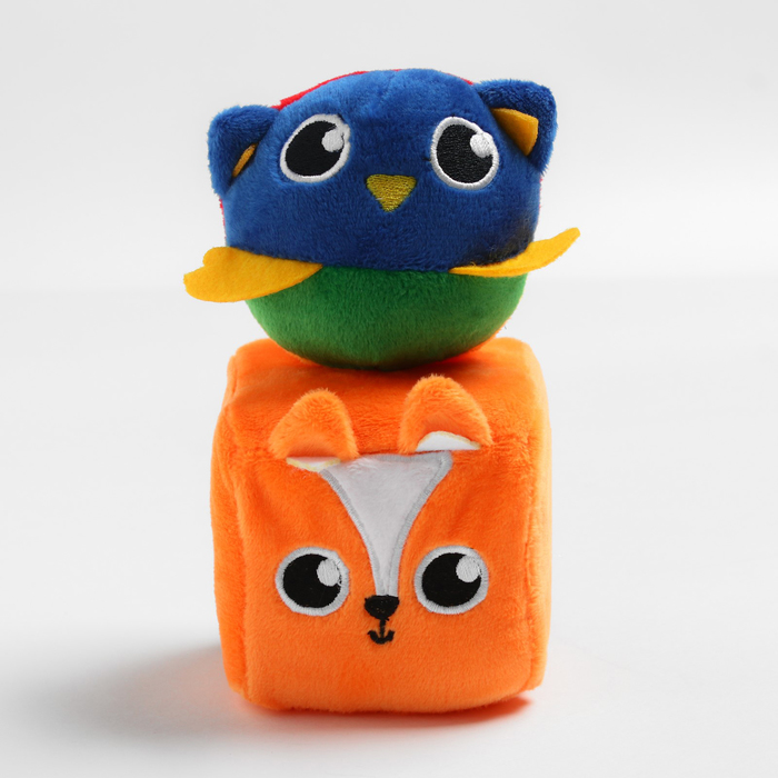 Набор развивающих игрушек, 2 предмета: кубик «Лисичка», мячик «Совушка» 