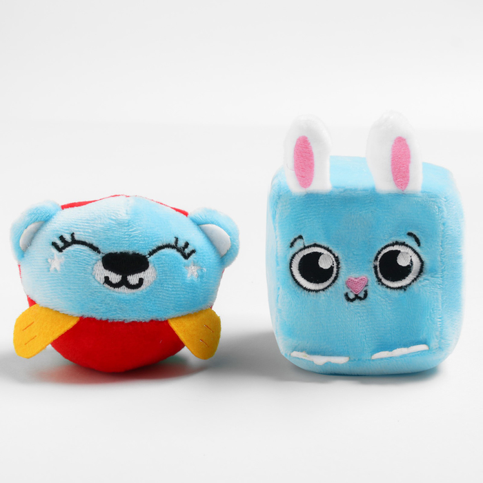 Набор развивающих игрушек, 2 предмета: кубик «Зайчик», мячик «Мишка» 