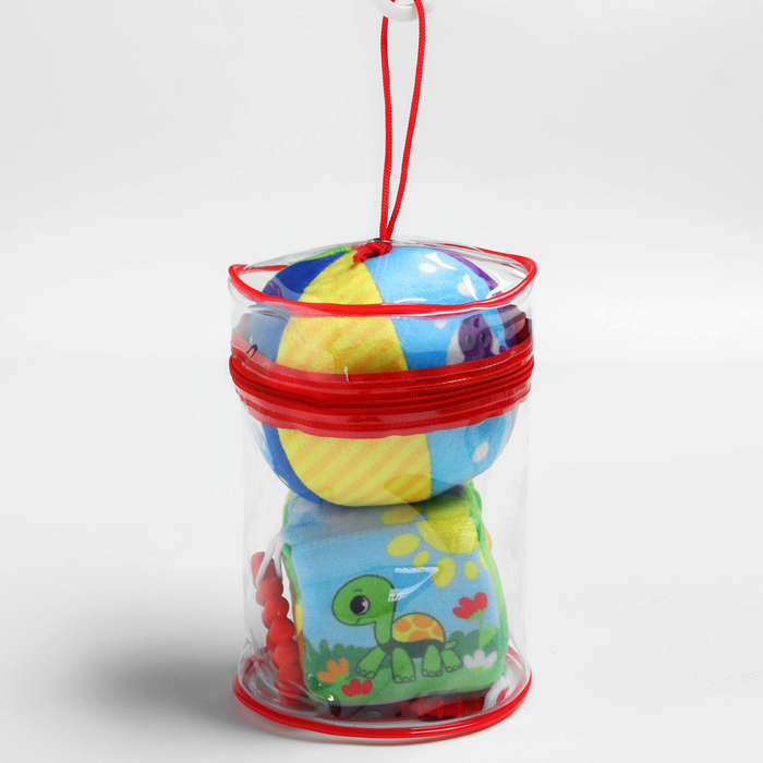 Набор игрушек, 2 предмета: развивающий мячик «Морской мир», кубик с прорезывателем «Африка» 
