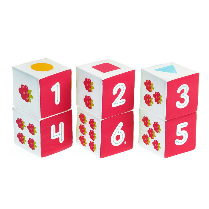 Набор мягких кубиков "Малышарики: учим формы, цвет, счёт" 