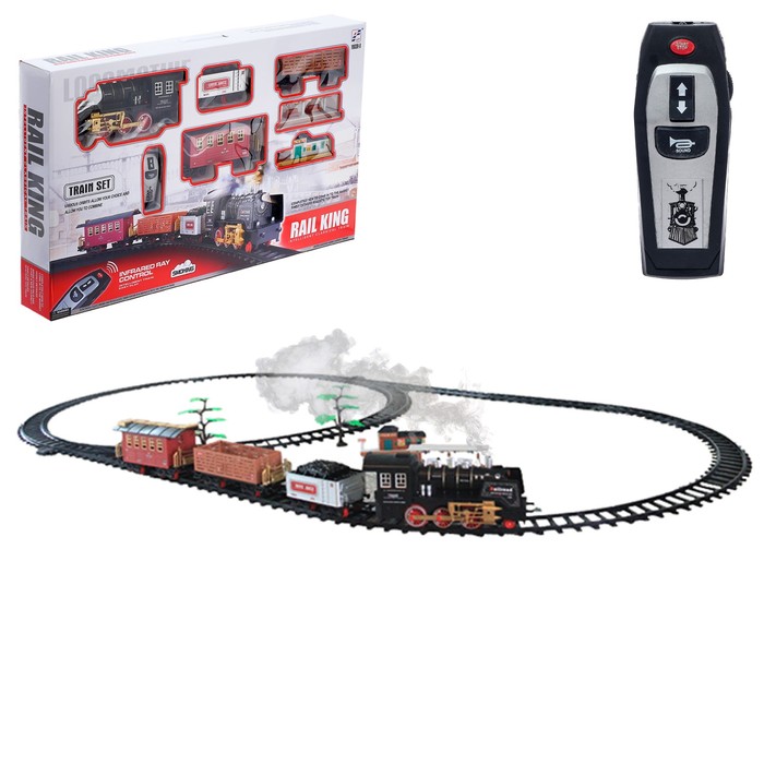 Железная дорога «Классика», радиоуправление, свет и звук, с дымом, работает от аккумулятора 