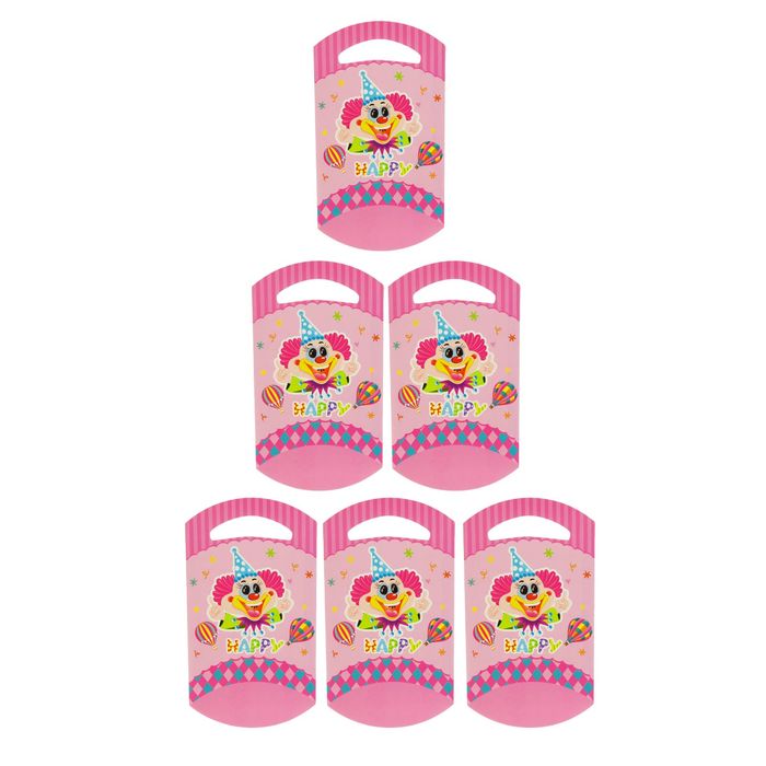Пакет подарочный 14*24 см "Клоун" розовый цвет (набор 6 шт) 