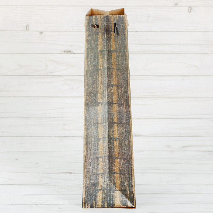 Пакет крафтовый вертикальный под бутылку «Поздравляю!», 13 × 36 × 10 см 