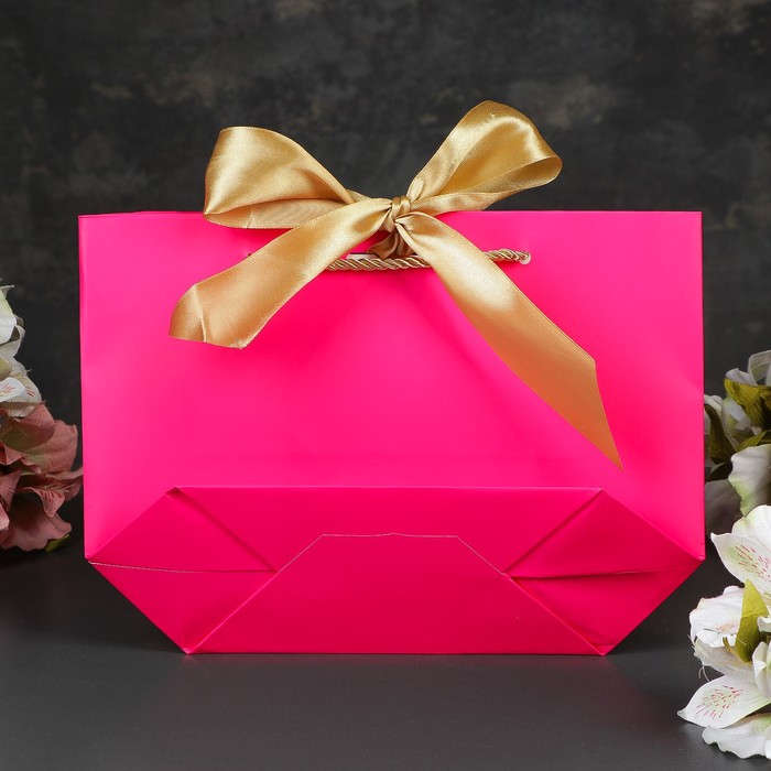 Пакет-сумка ламинированный «Фуксия», розовый, 21 х 7 х 17 см 