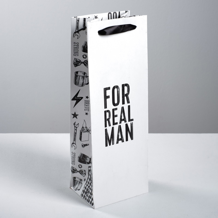 Пакет под бутылку For real man, 36 × 13 × 10 см 