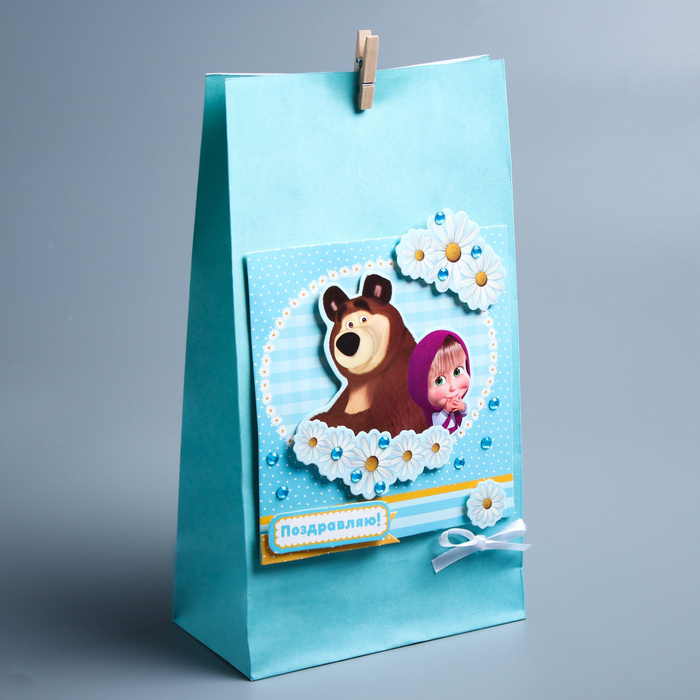 Пакет подарочный «Ромашки», набор для создания, Маша и Медведь 