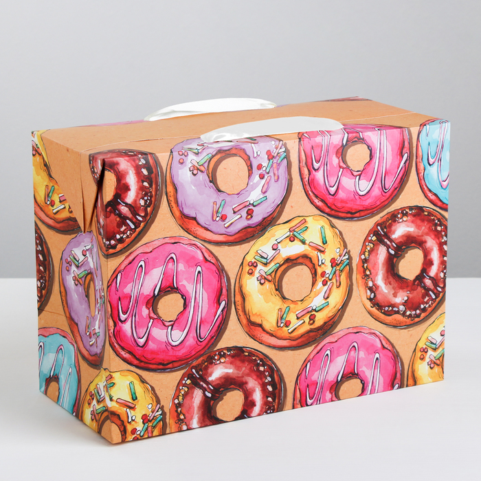 Пакет—коробка «Пончики», 28 × 20 × 13 см 