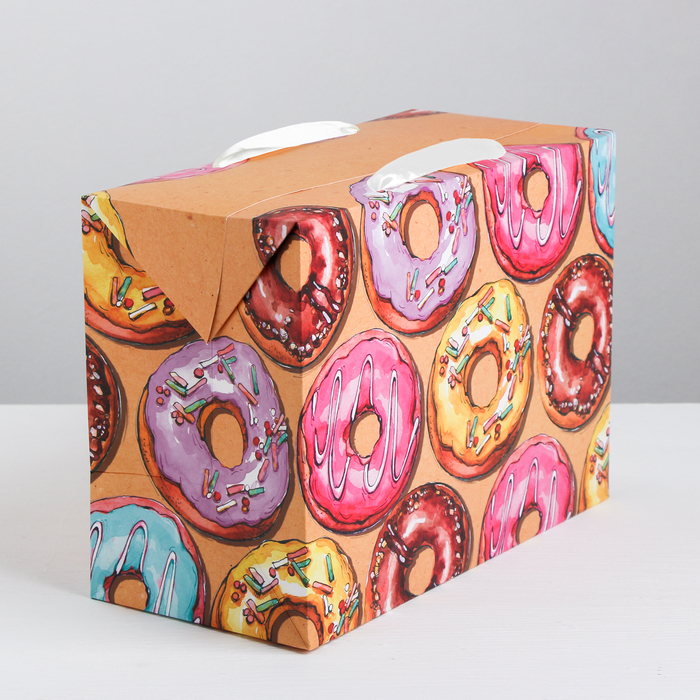 Пакет—коробка «Пончики», 28 × 20 × 13 см 