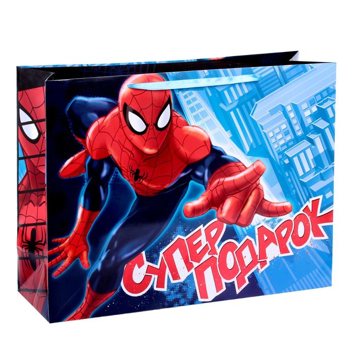 Пакет ламинированный горизонтальный "Супер подарок",Человек-паук , 61 х 46 х 20 см 