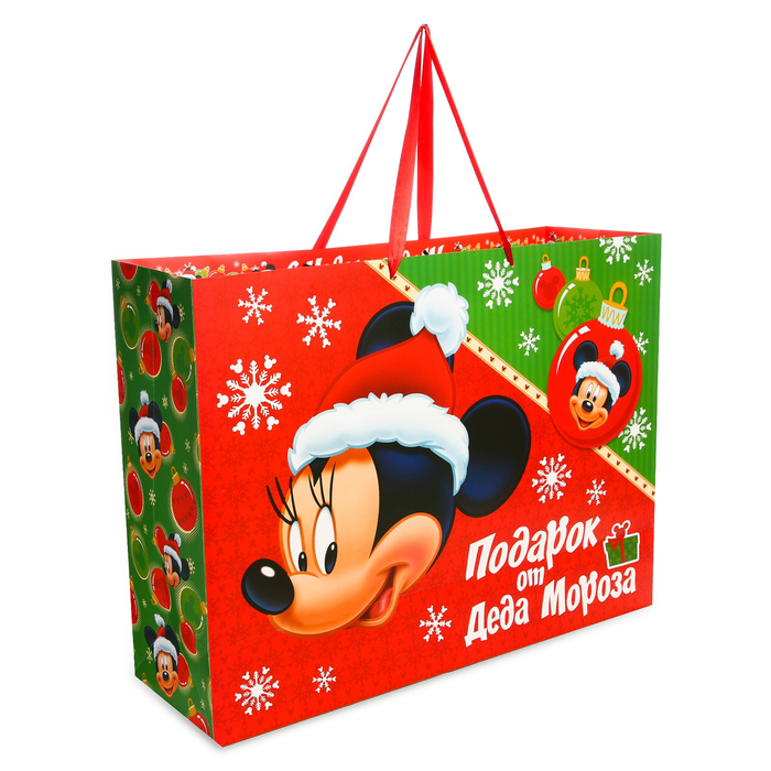 Пакет подарочный ламинированный «Подарок от деда Мороза», Микки Маус, 61 х 46 х 20 см 