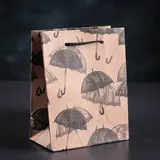 Пакет крафт "Зонтики", 11 х 14 х 5 см 
