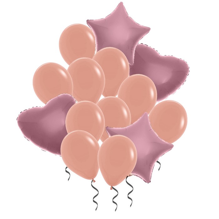 Букет из шаров "Праздничный" фольга, латекс, набор 12 шт, цвет розовое золото 