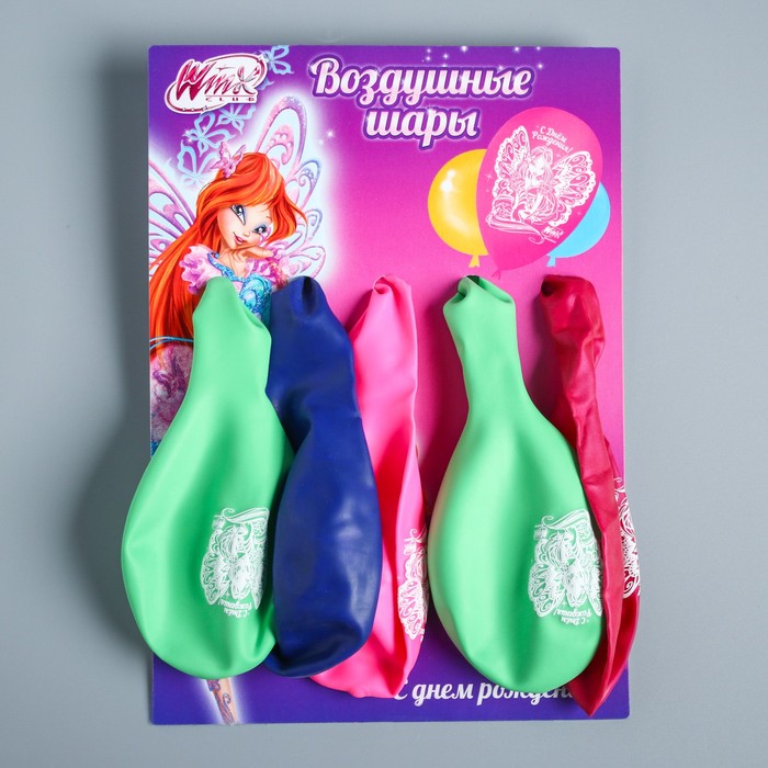 Воздушные шары "С Днем Рождения", феи ВИНКС, Флора 12", 5 шт., картинки ...