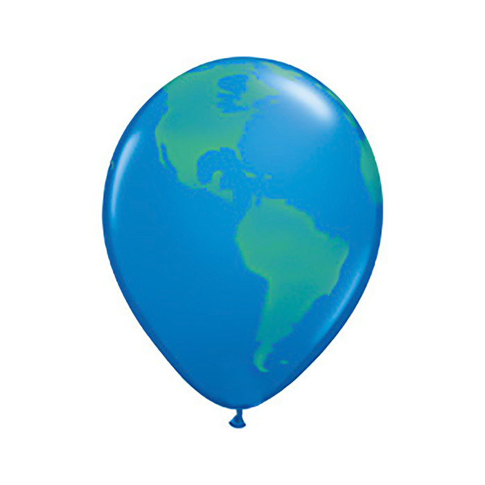 Шар латексный 11" "Планета земля", 5-сторонний, набор 25 шт., цвет голубой 