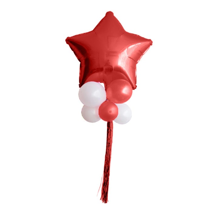 Букет из шаров "Звезда в шариках", фольга, латекс, мишура, набор 9 шт., цвет красный, белый 