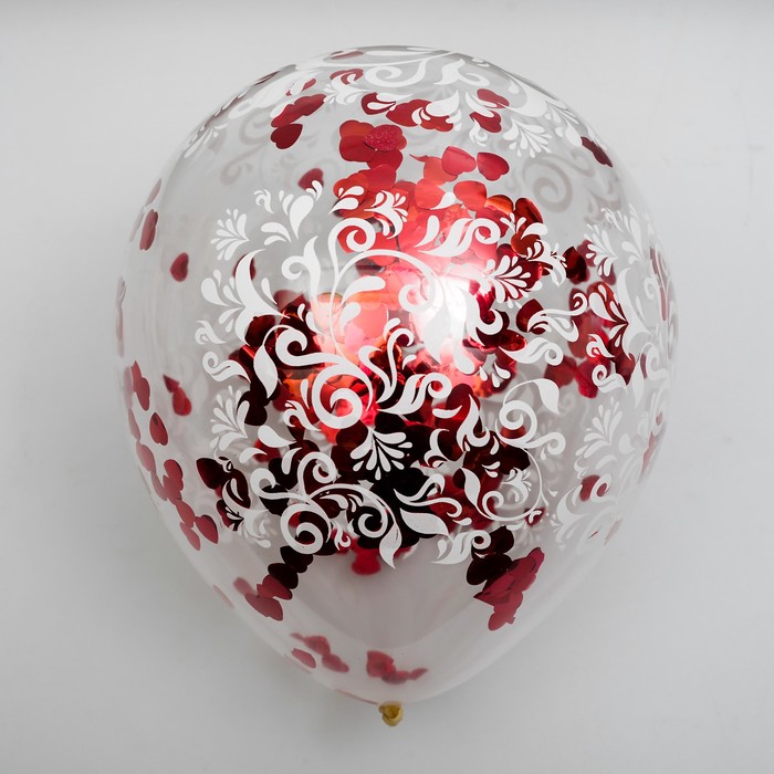 Воздушные шары с конфетти 12" "Светлое чувство", набор 5 шт, сердечки 