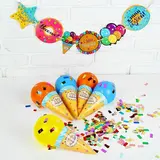 Воздушные шары "С днем рождения", гирлянда, конфетти, лента 
