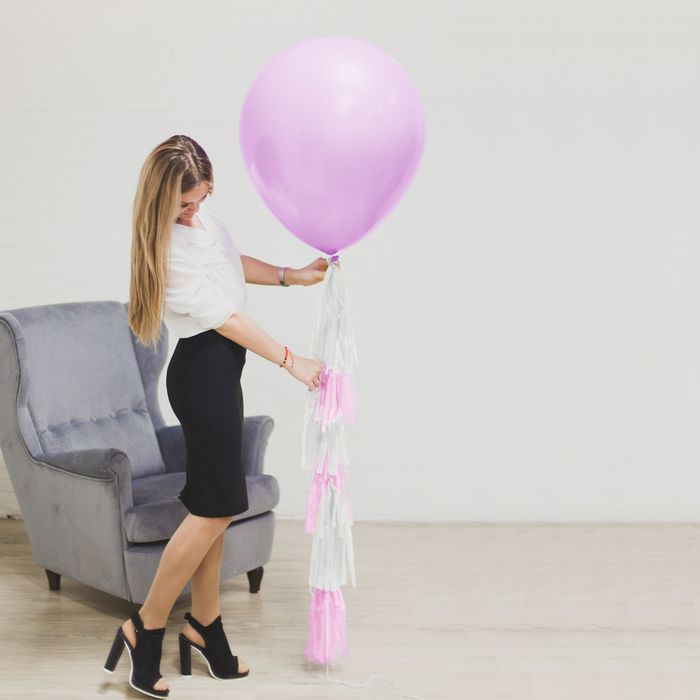 Воздушный шар "1 годик малышка", розовый, с тассел лентой, 24" 