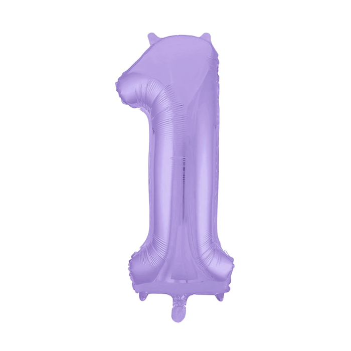 Шар фольгированный 40" "Цифра 1", цвет пастельно-фиолетовый, Slim 