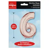 Шар фольгированный 26" "Цифра 6", розовое золото  - фото 2