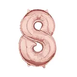 Шар фольгированный 26" "Цифра 8", розовое золото 