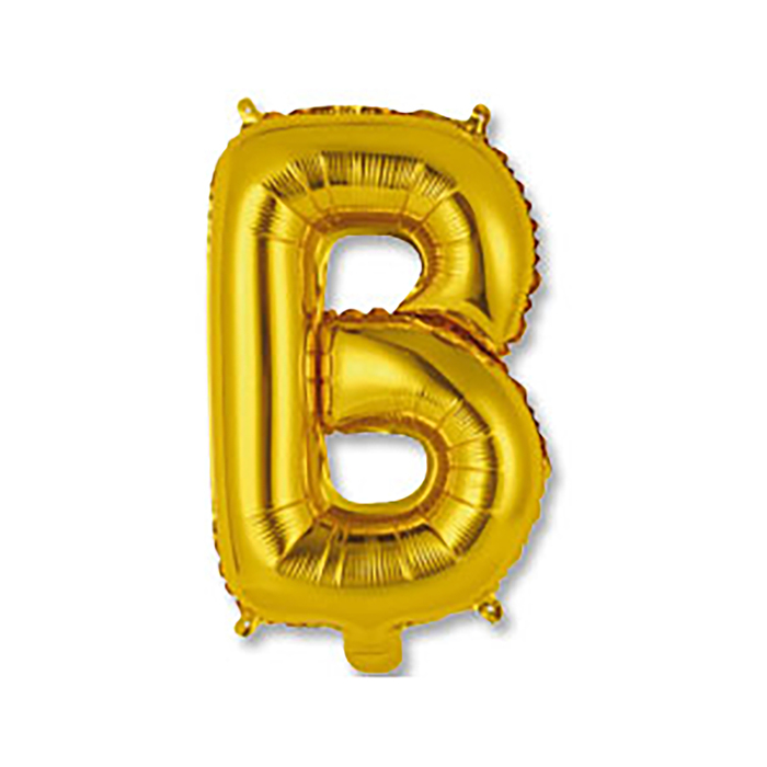 Шар фольгированный 14" "Буква В", индивидуальная упаковка, цвет золотой 