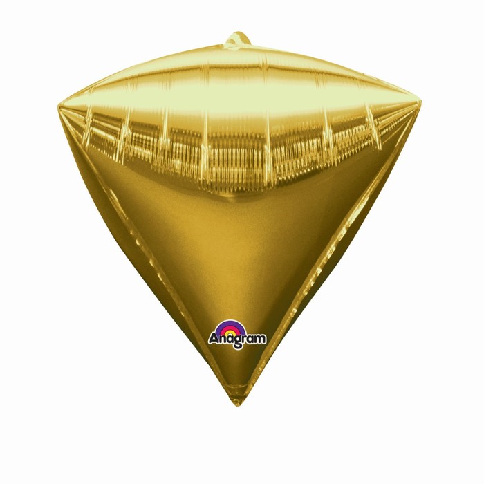 Шар фольгированный 17" 3D-алмаз, металл, цвет золотой 