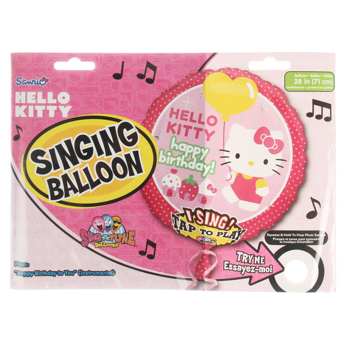 Шар фольгированный 28" Hello Kitty, джамбо, музыкальный 