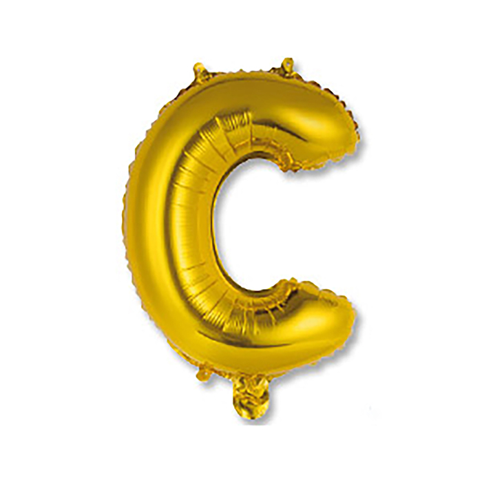 Шар фольгированный 14" "Буква С", индивидуальная упаковка, цвет золотой 