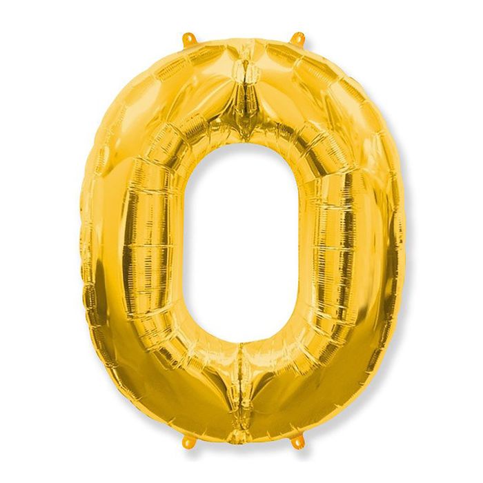 Шар фольгированный 40" "Цифра 0", цвет золотой 