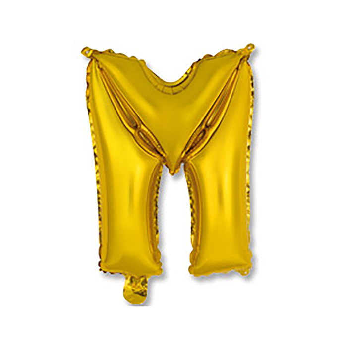Шар фольгированный 14" "Буква М", индивидуальная упаковка, цвет золотой 
