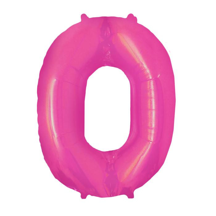 Шар фольгированный 16" Цифра 0, индивидуальная упаковка, цвет розовый 