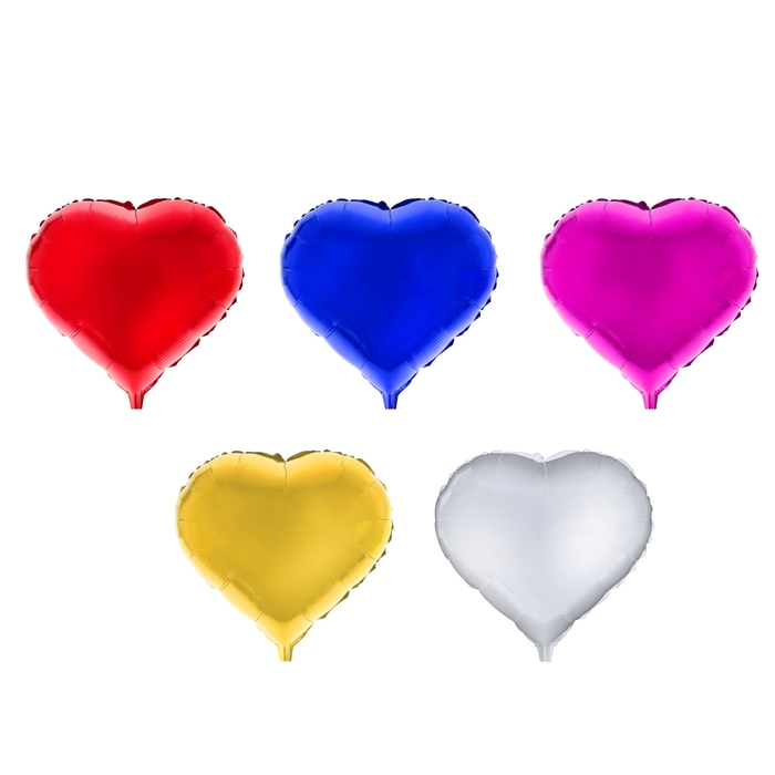 Шар фольгированный 18", сердце, цвета МИКС 