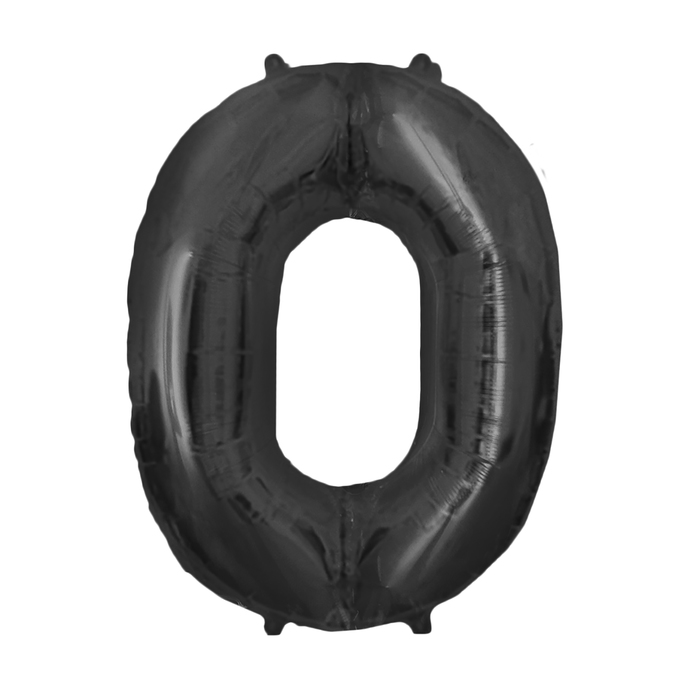 Шар фольгированный 16" Цифра 0, индивидуальная упаковка, цвет чёрный 