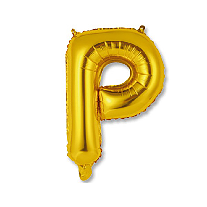 Шар фольгированный 14" "Буква Р", индивидуальная упаковка, цвет золотой 