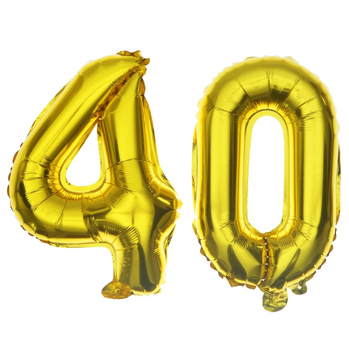 Шар фольгированный 16" "40 лет", цвет золотой 