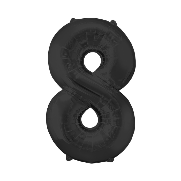 Шар фольгированный 40", цифра 8, индивидуальная упаковка, цвет чёрный 
