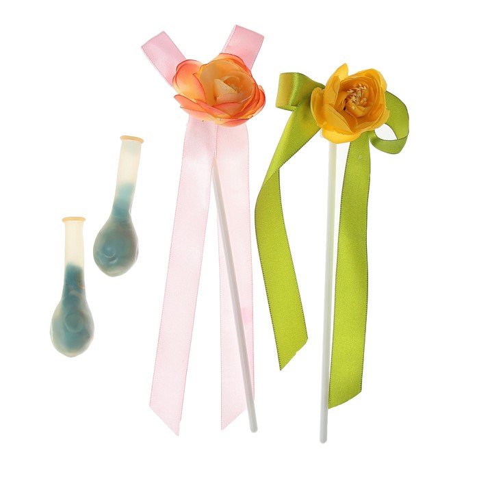 Букет из шаров 5" "Красочное конфетти", палочки, ленты с цветами, конфетти, набор 2 шт., цвета МИКС 